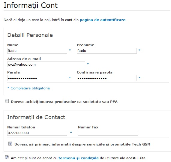 Cum creez un cont