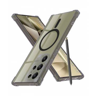 HusaTechsuit Clear Silicone MagSafe Samsung Galaxy S24 Ultra Smoke Black