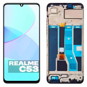 Display cu touchscreen si rama Realme C53 Negru OEM