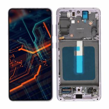 Display cu touchscreen si rama Samsung Galaxy S21 FE Alb Service Pack